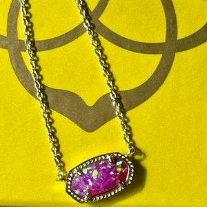 Kendra Scott Fuchsia Kyocera Opal Pendant gold plated necklace